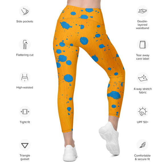 Leggings with pockets; artwork by Renate Roberts