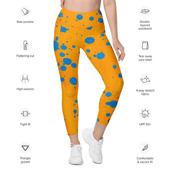 Leggings with pockets; artwork by Renate Roberts